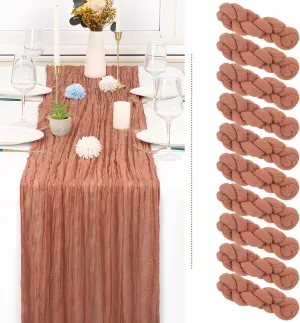 10 Pack Cheesecloth Table Runner Dusty Blush Gauze Table Runner 10FT Long Semi-Sheer Table Runner Boho or Rustic Wedding Table Decor for Wedding Arch Draping Valentine's Day Easter Holiday Party