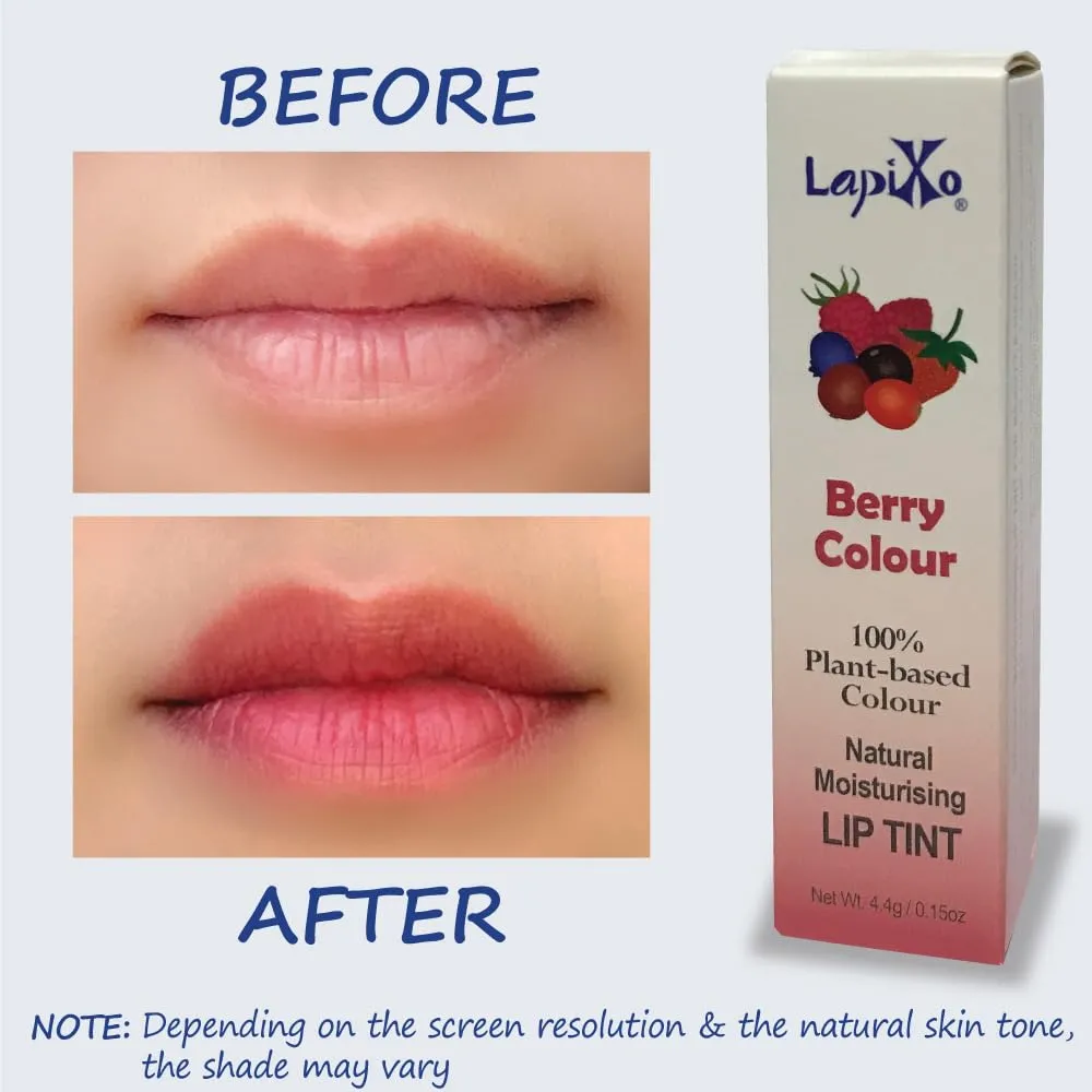 100% Plant-based Color Lip Tint, Unique Formula, Natural   Moisturizing | 2-in-1 | Non-Toxic, All Food Ingredients, Antioxidant-rich, Natural Matte Sheer, Buildable, 4.4g/0.15oz (Berry color)