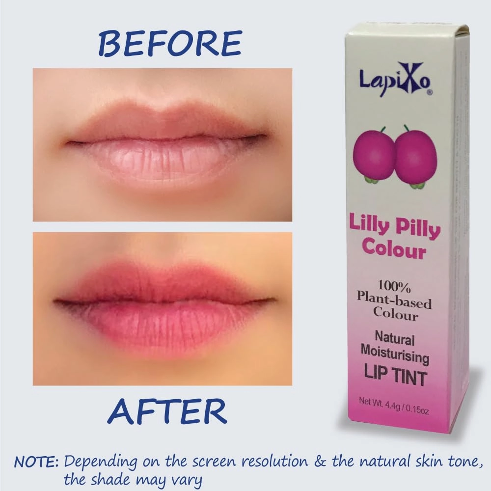 100% Plant-based Color Lip Tint, Unique Formula, Natural   Moisturizing | 2-in-1 | Non-Toxic, All Food Ingredients, Antioxidant-rich, Natural Matte Sheer, Buildable, 4.4g/0.15oz (Lilly Pilly color)