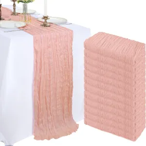 12 Pack 10FT Blush Pink Cheesecloth Table Runner 120 Inch Long Gauze Rustic Boho Cheese Cloth Table Runner Sheer Fabric for Wedding Party Birthday Bridal Baby Shower Summer Centerpiece Home Decor