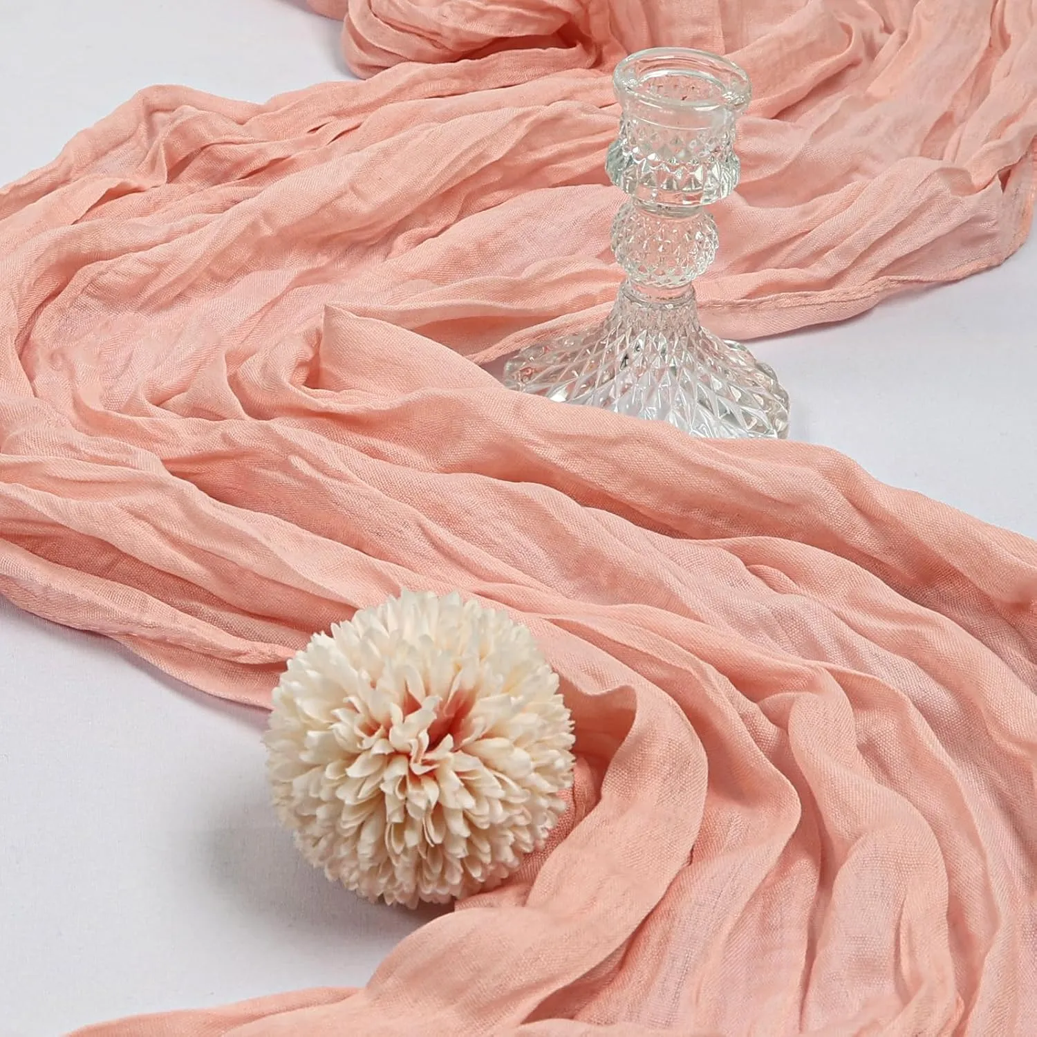 12 Pack 10FT Blush Pink Cheesecloth Table Runner 120 Inch Long Gauze Rustic Boho Cheese Cloth Table Runner Sheer Fabric for Wedding Party Birthday Bridal Baby Shower Summer Centerpiece Home Decor
