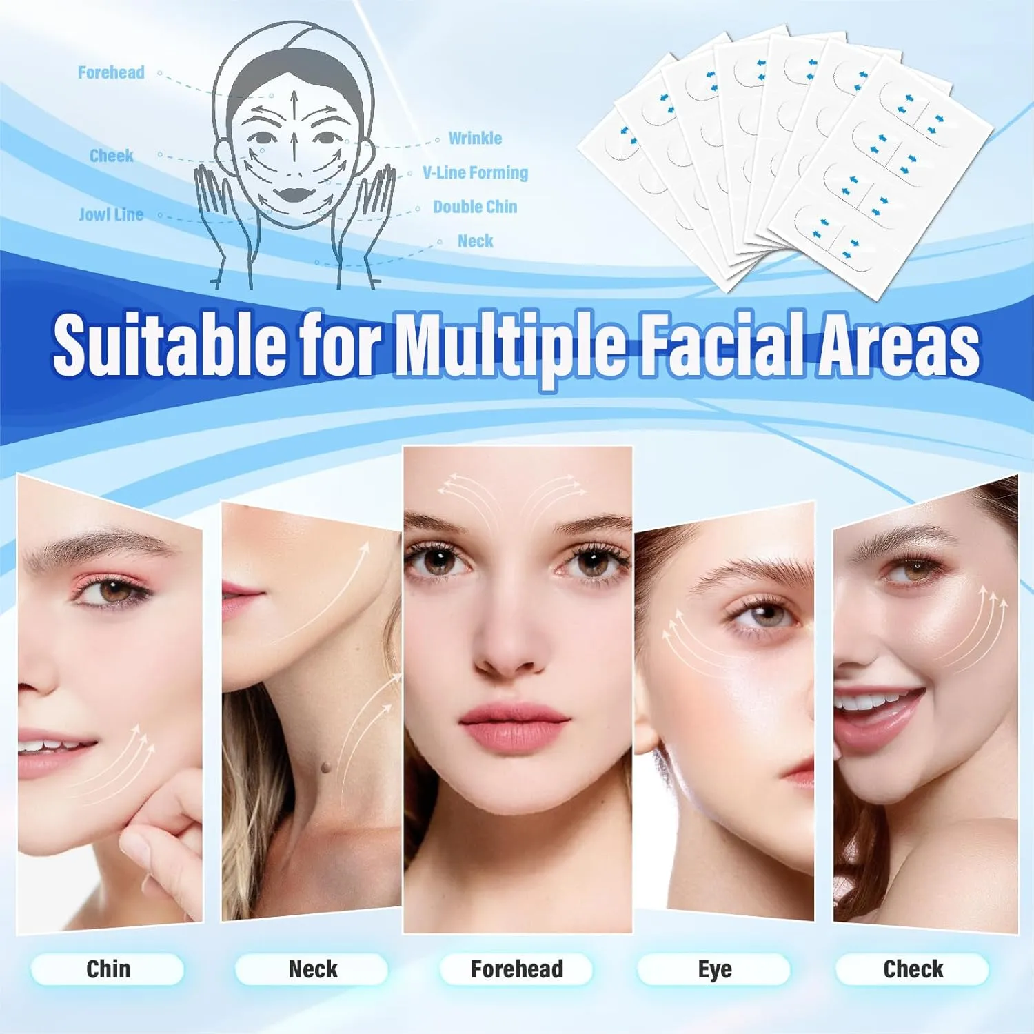 128PCS Face Lift Tape, Face Lift Tape Invisible, Face Tape Lifting Invisible, Face Tape Instantly Lifts Sagging Skin Around The Face, Hides The Double Chin and Creates A v-Shaped Face