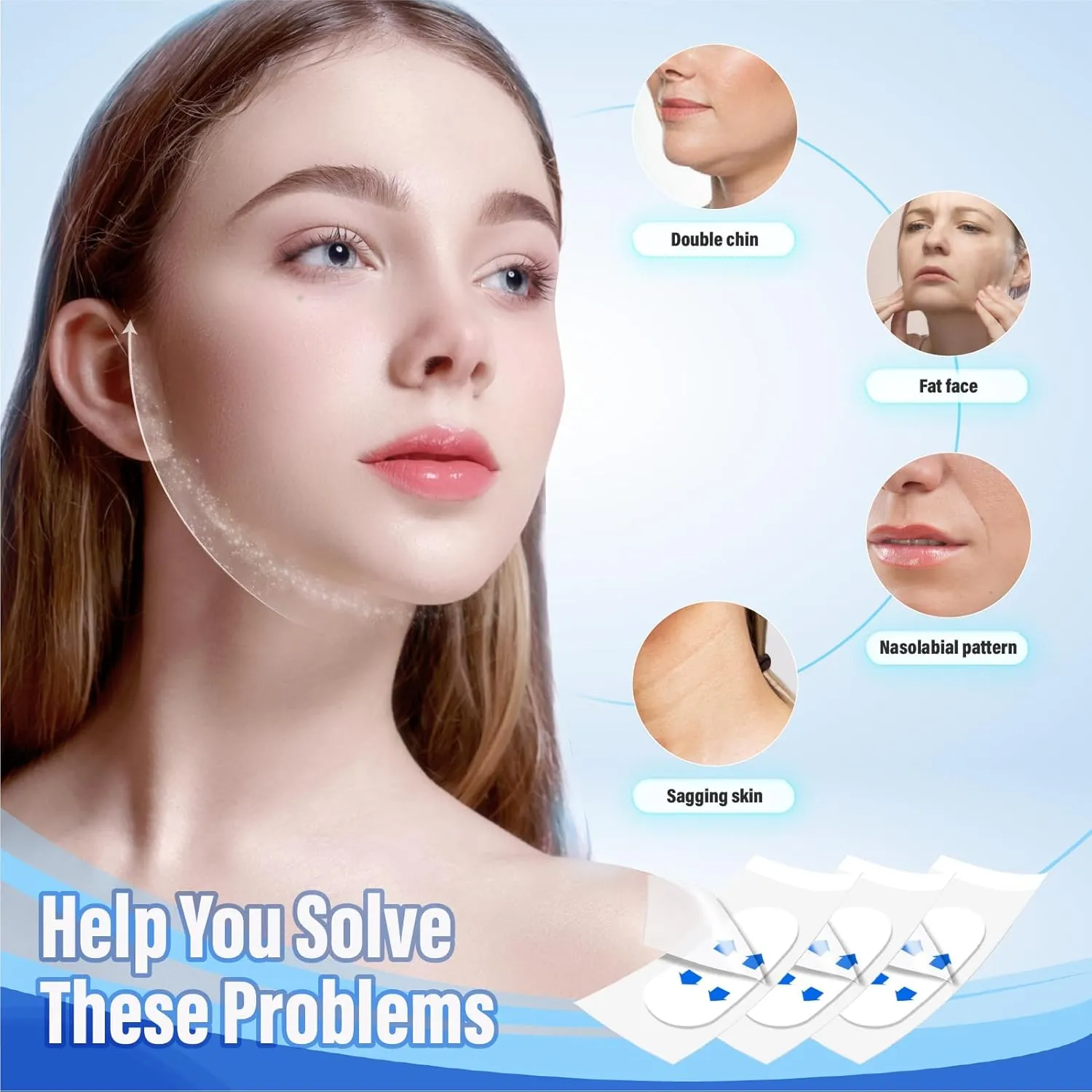 128PCS Face Lift Tape, Face Lift Tape Invisible, Face Tape Lifting Invisible, Face Tape Instantly Lifts Sagging Skin Around The Face, Hides The Double Chin and Creates A v-Shaped Face