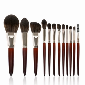 12 Brushes Set Full Set Loose Powder Brush Beauty Tools Wooden Handle Eyebrow Brush