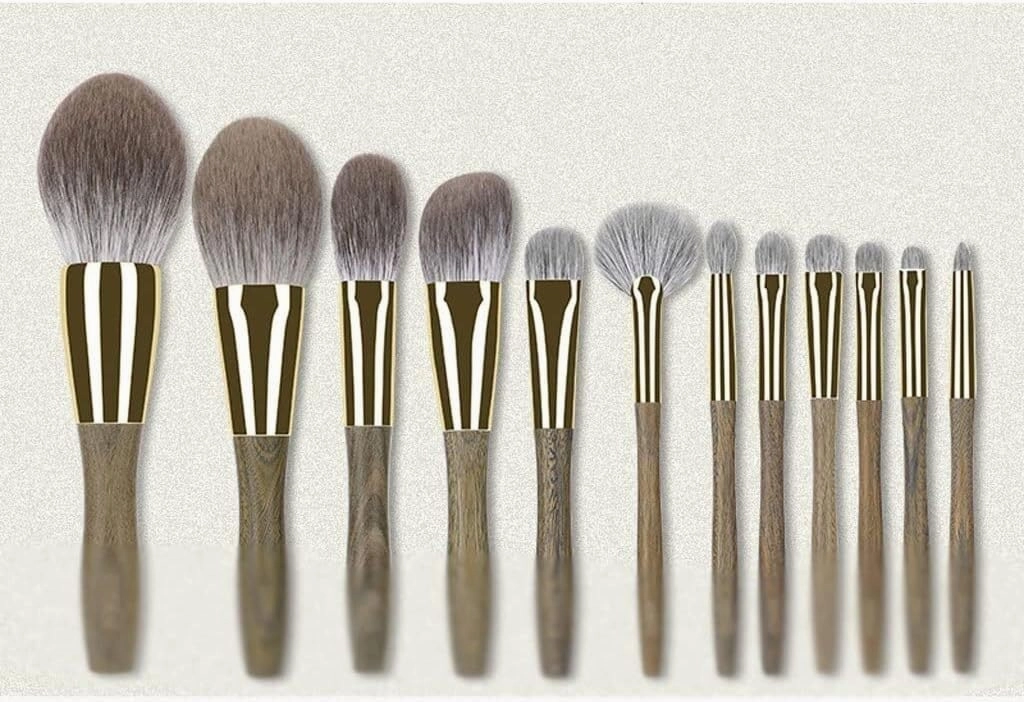 12 Green Sandalwood Makeup Brush Set Full Set Of Loose Powder Brush Eyeshadow Green Sandalwood