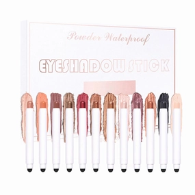 12 Pcs Eyeshadow Stick Makeup Set, Novobey Matte Shimmer Cream Eyeshadow Crayon, Eye Brightener Stick Pen, Waterproof Long Lasting Eye Shadow Highlighter Crayon for Women Girls