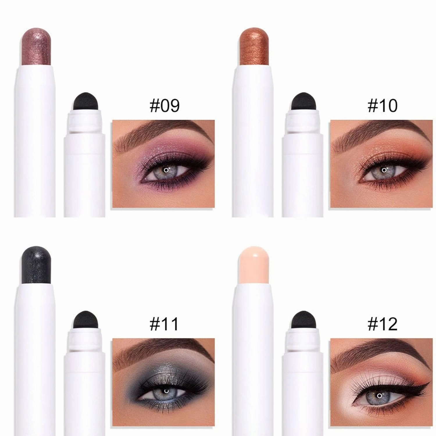 12 Pcs Eyeshadow Stick Makeup Set, Novobey Matte Shimmer Cream Eyeshadow Crayon, Eye Brightener Stick Pen, Waterproof Long Lasting Eye Shadow Highlighter Crayon for Women Girls