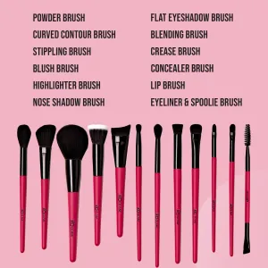 12Pcs Red Poison Makeup Brush Set Premium Synthetic Blending Blush Bronzer Powder Concealer Contour Crease Eyeshadow Stippling Highlighter Lip Eye Cosmetics Brushes