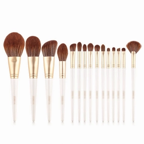 15 White Makeup Brushes Synthetic Fiber Eye Shadow Powder Set Mixed Eyelashes Eyebrows(1,D)
