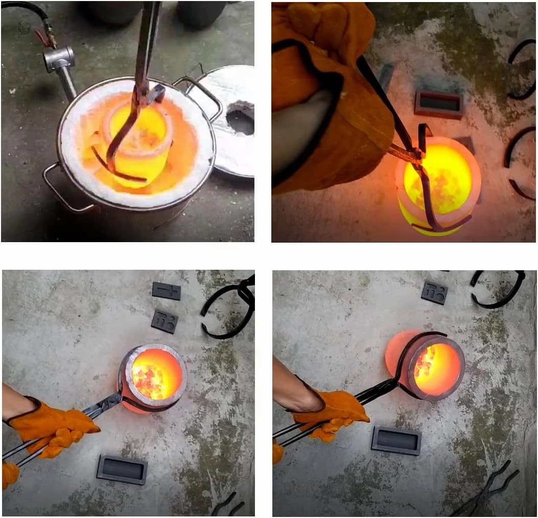16KG/35LBS Propane Smelting Furnace Kits with Double Forge Burners, Foundry Casting Furnace with Crucibles(16KG&6KG) and Large Crucible Tongs for Melting Metals Recycled Gold Copper Aluminum