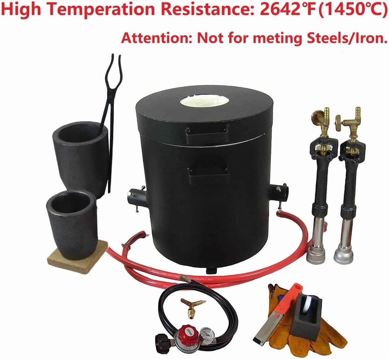 16KG Propane Melting Furnace Kits with Double Forge Burners, 16KG&6KG Crucibles, and Other Smelting Casting Tools, Home Foundry Furnace Kiln for Melting Metal Gold, Silver, Copper