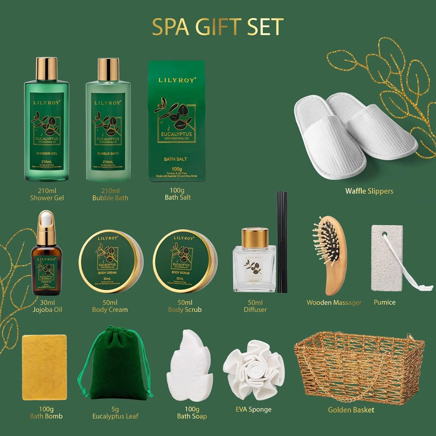 18-Piece Luxury Spa Gift Basket Set for Mothers Day Bath & Body Care Kit for Women & Men Perfect Gift for Christmas Father's Day Birthday with Shower Gel & More Great for Holidays & Special Occasions