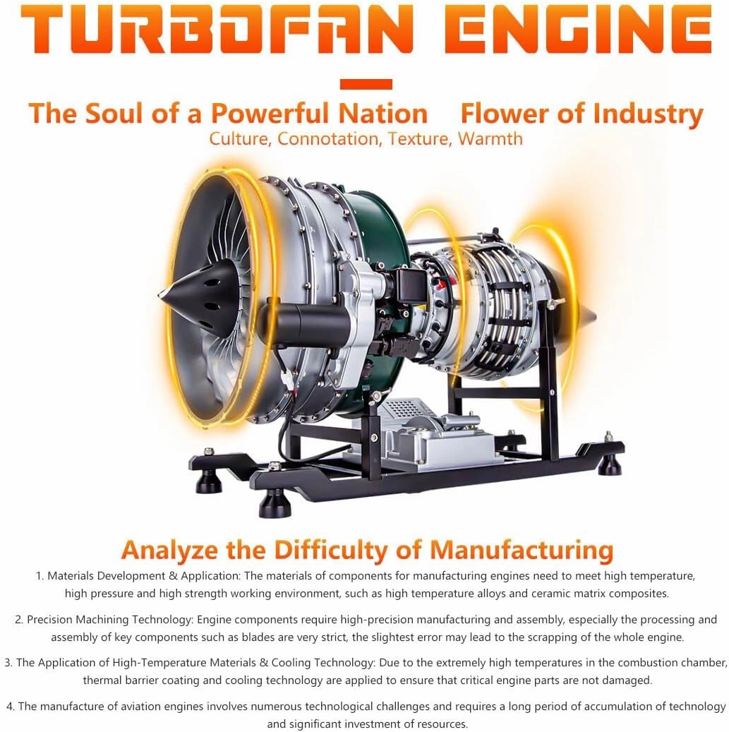 1/10 Mechanical Dual-Spool Turbofan Engine Model Kits, DIY Assembly Electric Aircraft Engine Craft Gift for Adults & Aviation Enthusiast (1000 PCS)