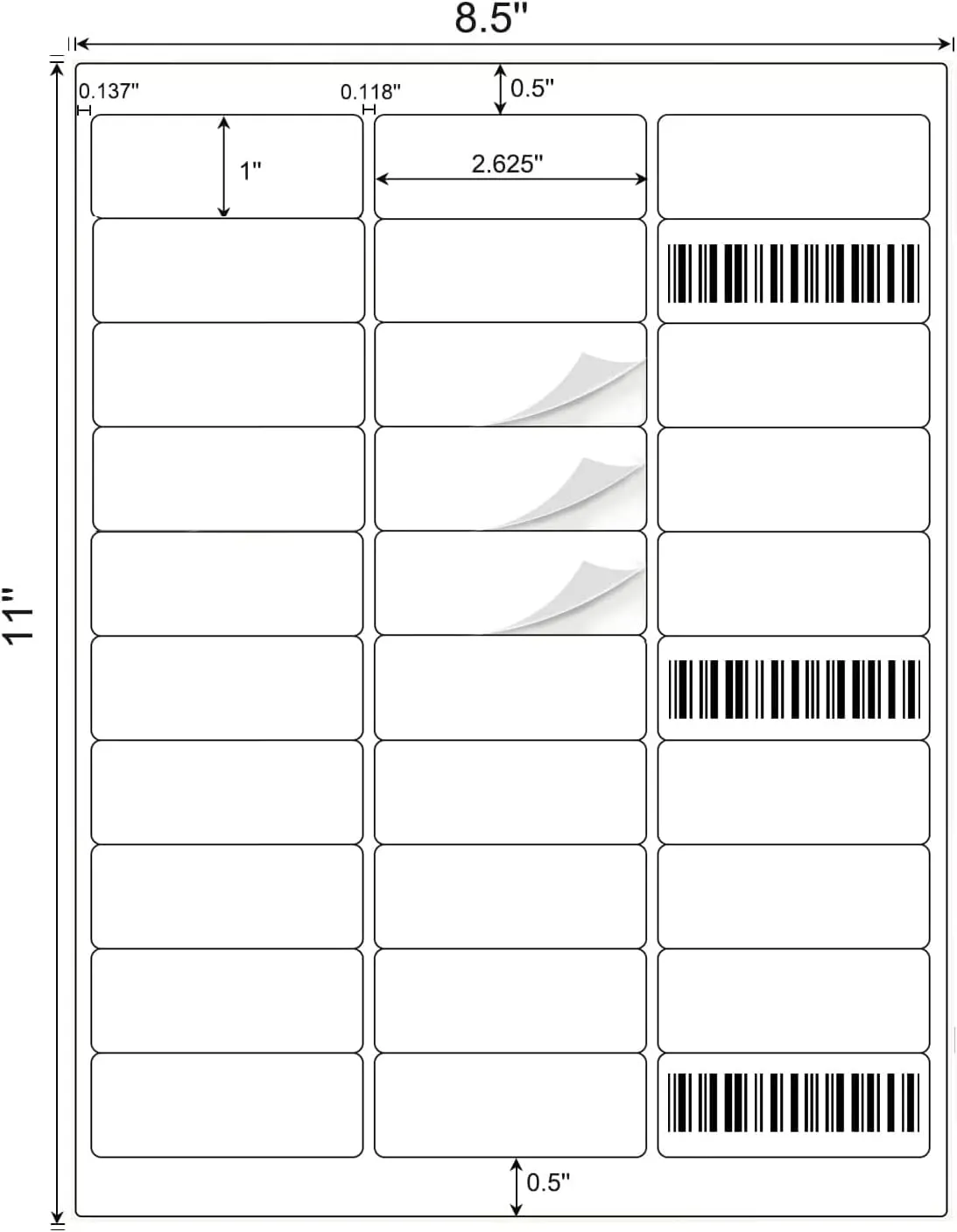 1" x 2-5/8" Shipping Address Labels 15000 Label Stickers Paper for Laser/Inkjet Printer 30 per Page Printable Mailing Labels - Matte, 500 Sheets