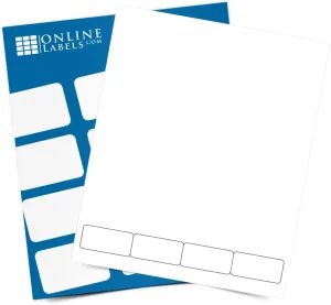 2 x 1 Integrated Form Label Sheet - Combination Paper   Labels - Permanent, White Matte - 4 Labels Per Sheet - Pack of 325 Sheets - Inkjet/Laser Printers - Online Labels