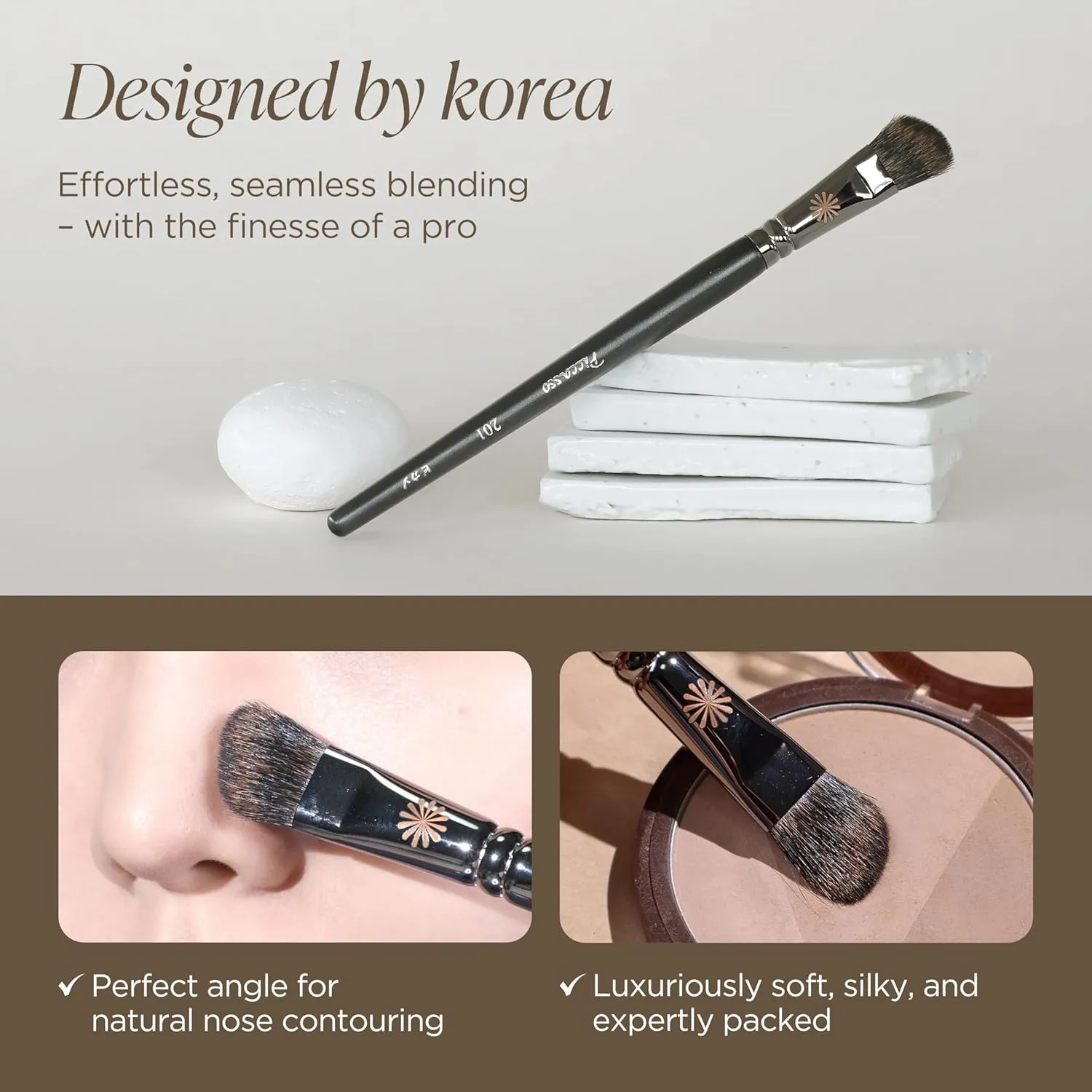 201 Nose Shading Brush – Professional Nose Contour Brush for Precise Shading, Soft Bristles for Seamless Blending, Perfect for Defined and Natural Contours, Genuine Korean Product