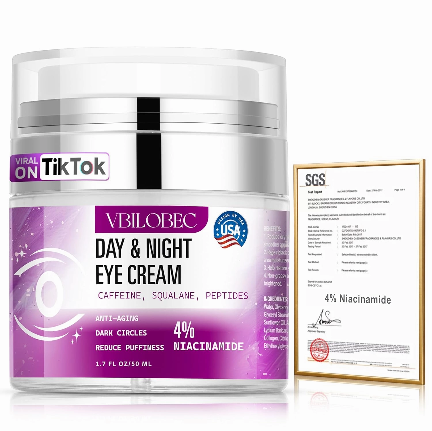 2025 Latest Caffeine Eye Cream:[30  SGS Certified] [Used by Over 1M Fans] Anti-aging Eye Cream to eliminate dark circles, puffiness, and fine lines.1.7 fl oz, for Women& Men