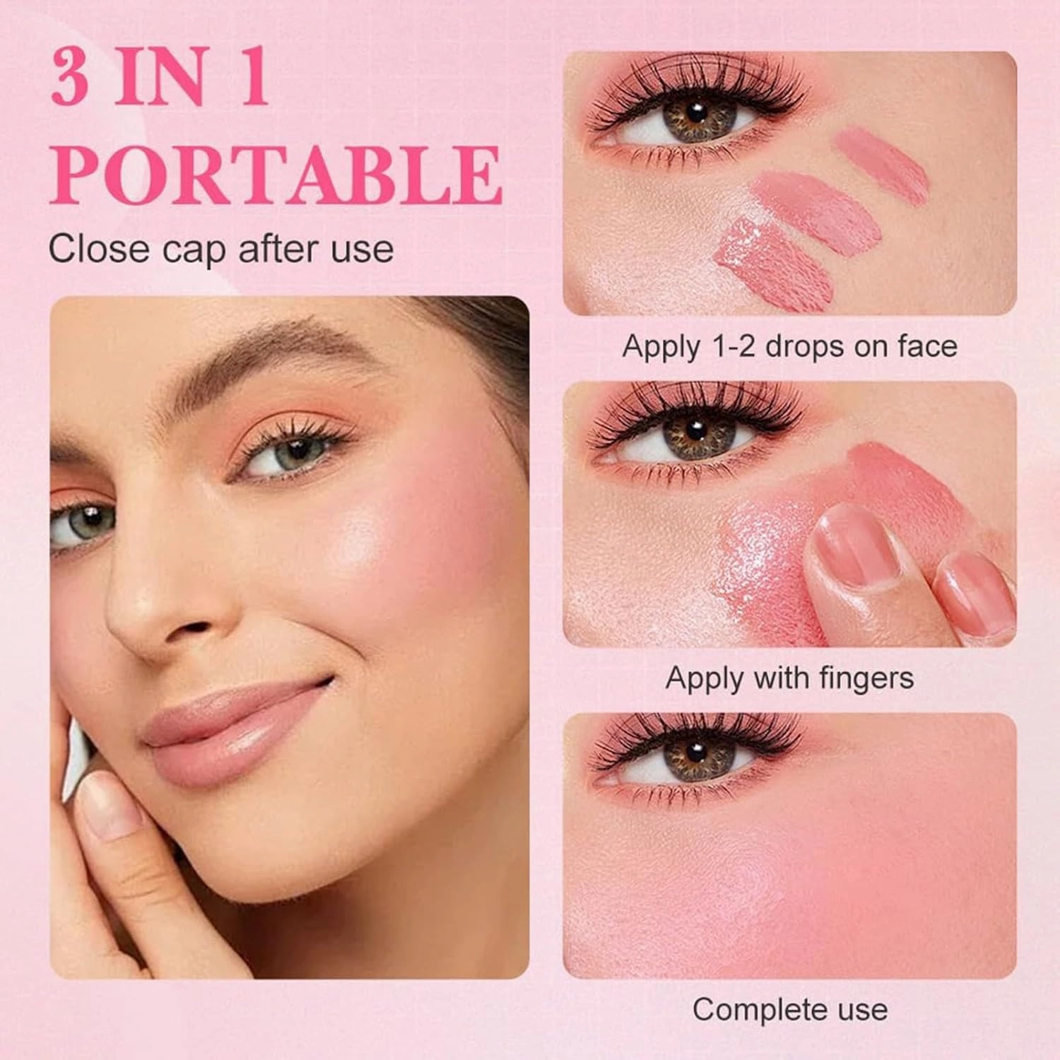 2025 new jelly color liquid blush, cool jelly color blush, with sponge head, easy to apply, natural matte makeup effect, suitable for daily makeup, long-lasting and natural