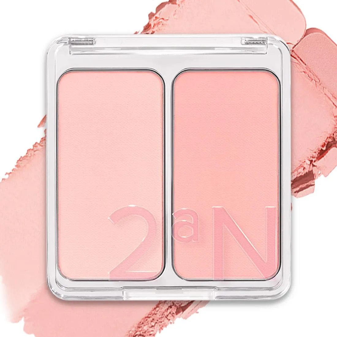2aN Dual Color Face Blusher, Buildable & Blendable Cheek Color, Powder Blush, Korean Beauty (02 Love, Rosy, 1.5 oz)