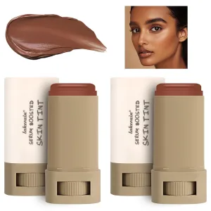 2Pcs Foundation Stick Beauty Balm Serum Boosted Skin Tint, Solid Tinted Moisturizing Serum Contour Stick Foundation Face for Women, Hydrates, Natural Finish Makeup (#2, 2)