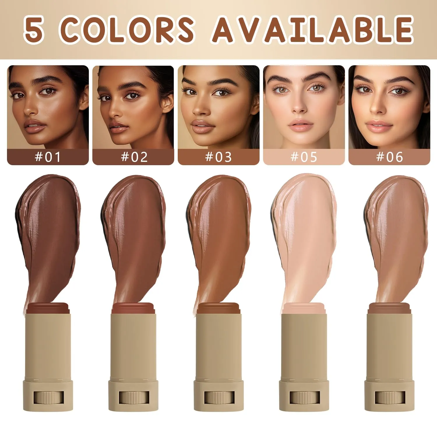 2Pcs Foundation Stick Beauty Balm Serum Boosted Skin Tint, Solid Tinted Moisturizing Serum Contour Stick Foundation Face for Women, Hydrates, Natural Finish Makeup (#2, 2)