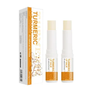 2PCS Turmeric Lip Balm for Dry Lips, Moisturizing Hydrating Lip Balm Lipstick Reduce Lip Wrinkles Improves Dark Lip Balm All-Day Moisturizing Even Lip Tone With Turmeric Root