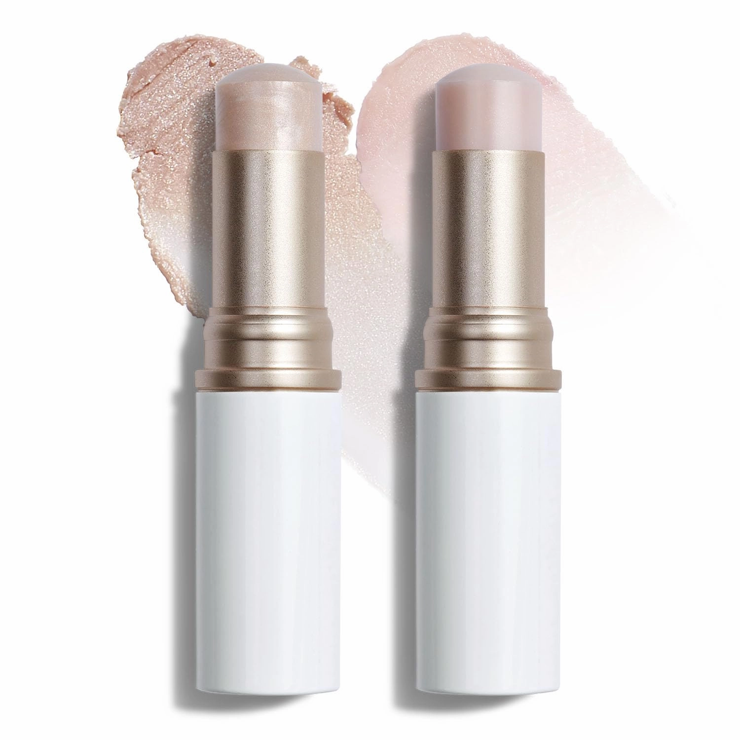 2PCS Face Stick Highlighter Balm - Shimmer Glow, Traunslucent Colors, Glass Skin in a Balm, Korean Beauty, Natural Makeup (CLEAR, LIGHT)