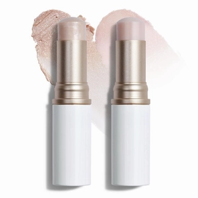 2PCS Face Stick Highlighter Balm - Shimmer Glow, Traunslucent Colors, Glass Skin in a Balm, Korean Beauty, Natural Makeup (CLEAR, LIGHT)