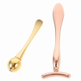 2sets Eye Massage Roller Shaped Makeup Sticks for Skin Care Durable Beauty Tools Includes Double-end Roller Face Mask Spoon for Women