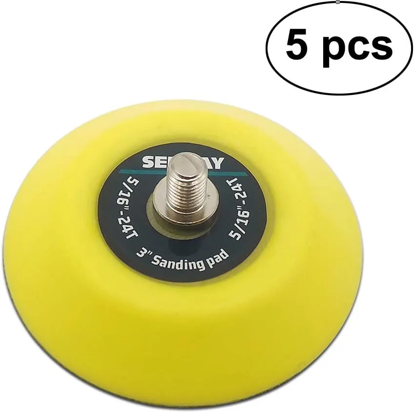 3-Inch Dual-Action Hook & Loop Fastener Flexible Backing Plate, 5/16"-24 Threads Polishing Pad - 5 PCS Set