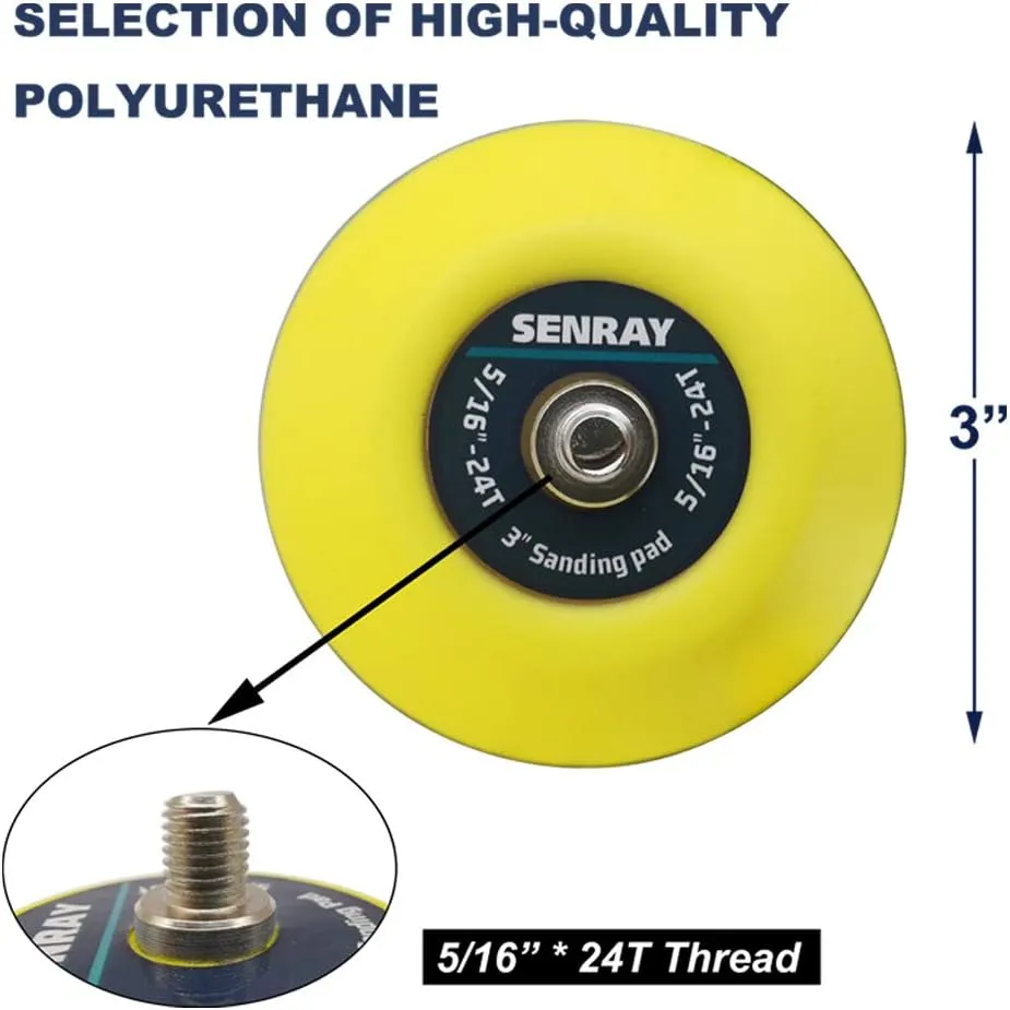 3-Inch Dual-Action Hook & Loop Fastener Flexible Backing Plate, 5/16"-24 Threads Polishing Pad - 5 PCS Set