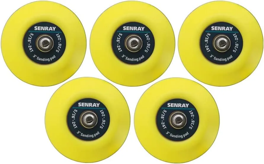 3-Inch Dual-Action Hook & Loop Fastener Flexible Backing Plate, 5/16"-24 Threads Polishing Pad - 5 PCS Set
