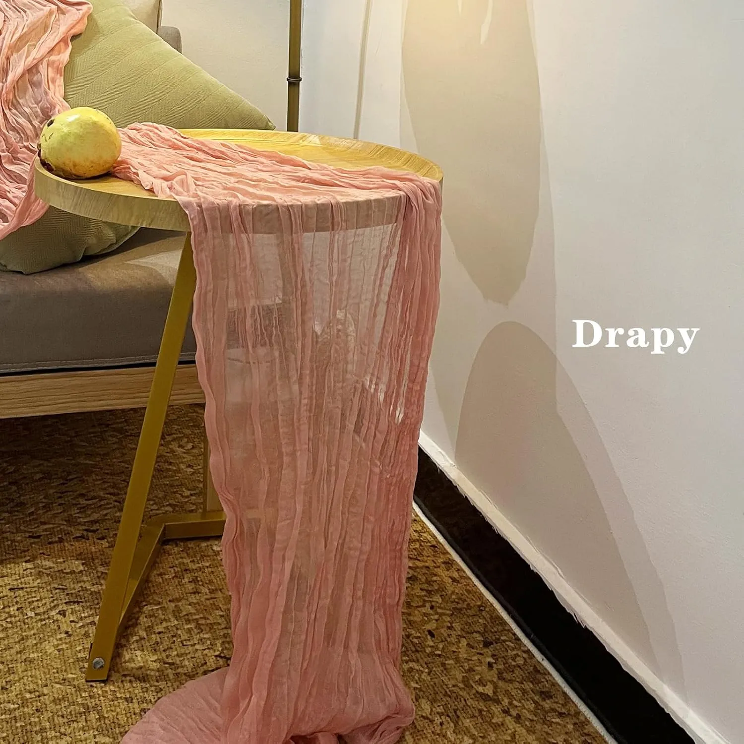 3 Pack 160 inch Peach Coral Cheesecloth Table Runners -13.3ft Wedding Table Runner Sheer Peach Gauze Table Runner Blush Cheese Cloth Table Decorations for Valentine's Day Wedding, Bridal Shower