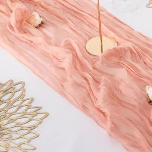 3 Pack 160 inch Peach Coral Cheesecloth Table Runners -13.3ft Wedding Table Runner Sheer Peach Gauze Table Runner Blush Cheese Cloth Table Decorations for Valentine's Day Wedding, Bridal Shower