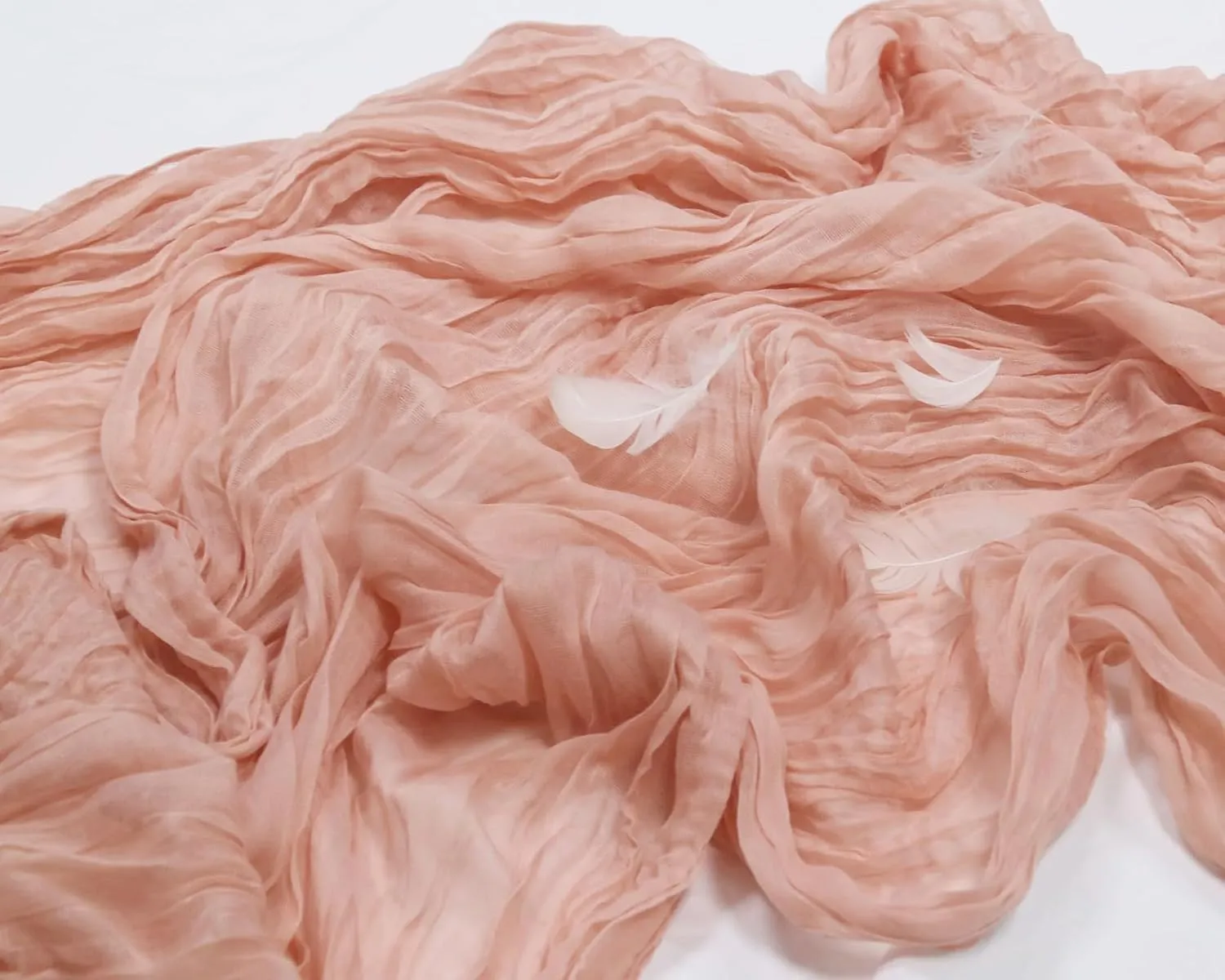3 Pack 160 inch Peach Coral Cheesecloth Table Runners -13.3ft Wedding Table Runner Sheer Peach Gauze Table Runner Blush Cheese Cloth Table Decorations for Valentine's Day Wedding, Bridal Shower