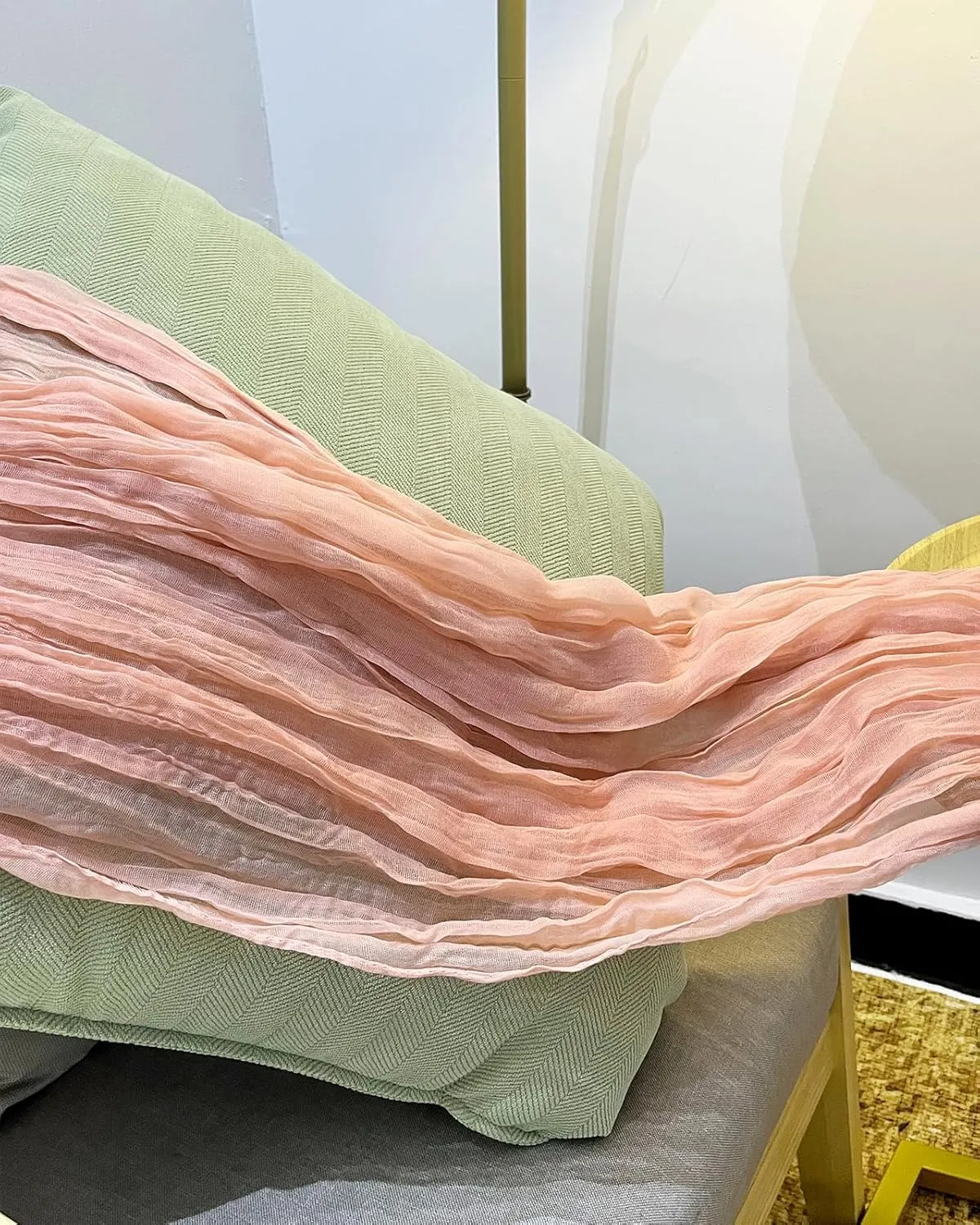 3 Pack 160 inch Peach Coral Cheesecloth Table Runners -13.3ft Wedding Table Runner Sheer Peach Gauze Table Runner Blush Cheese Cloth Table Decorations for Valentine's Day Wedding, Bridal Shower