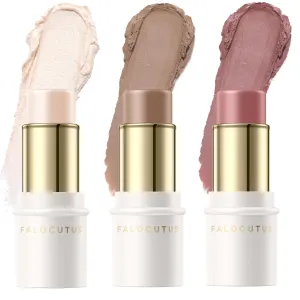 3 Pcs Contour Stick Set,Cream Blush & Highlighter Bronzer Pen,Long Lasting & Smooth Natural Face Contouring.LIGHT-WARM
