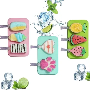 3 Pcs Popsicles Molds Bpa Free,Cute Versatile Ice Pop Silicone Popsicle Molds For Toddlers and kids.Homemade Frozen,Popsicle Maker Mold Set Easy to Unmold (3 PCS (fruit*1 love*1 ice cream*1))