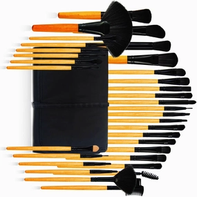 32Pcs Pro Face Contour Brush Set - Synthetic and Highlighting Kit - Cream Blush Powder Flat Nose Cheek Round Small Angled Fan Tapered Precision Kabuki Foundation Makeup Brushes