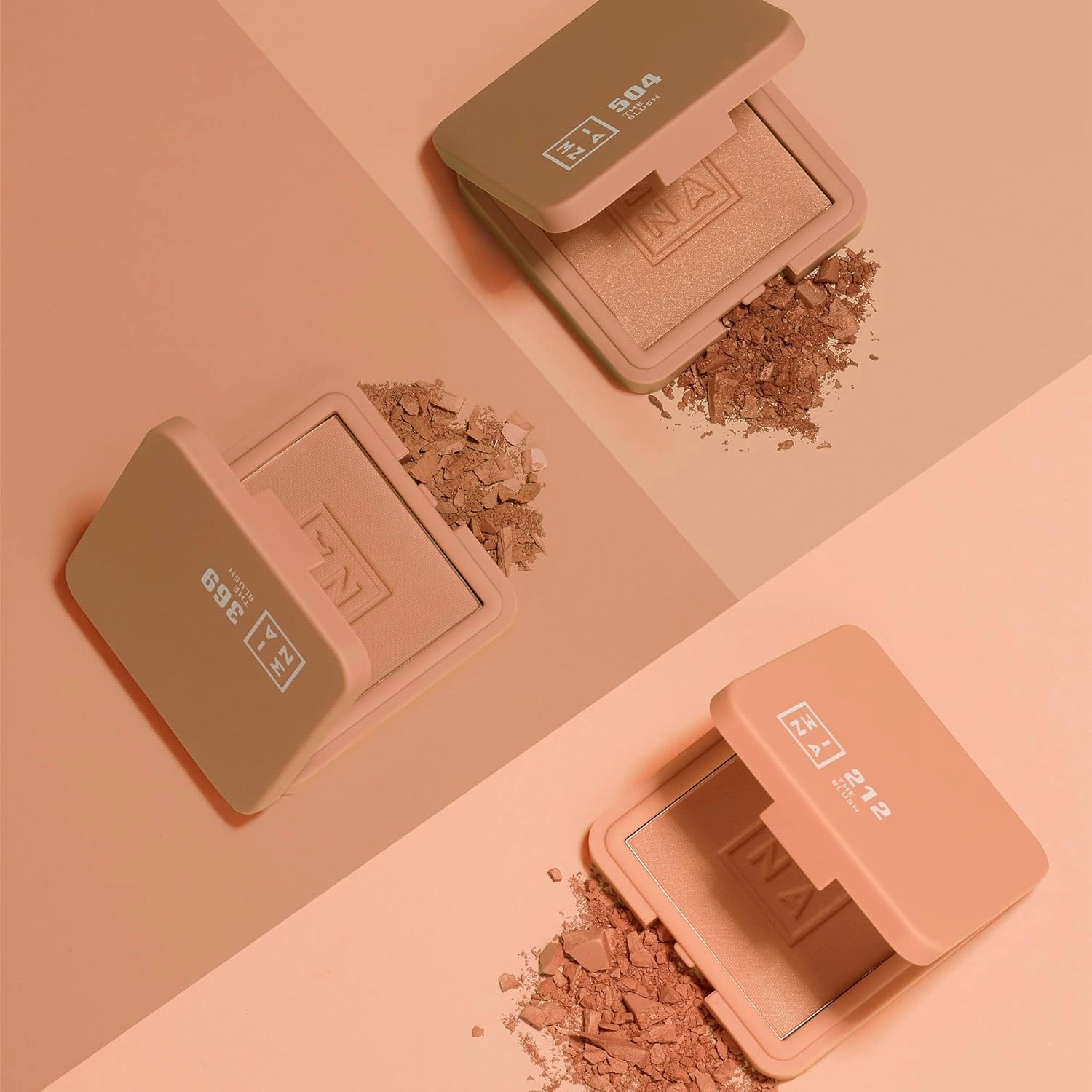 3INA The Blush 504 - Natural, Light Mineral Powder Blush For Sensitive Skin - Blendable, Buildable Rouge - Pigmented, Dewy Glow - Vegan, Cruelty Free, Eco Friendly Makeup - Brown Gold Color - 0.26 Oz