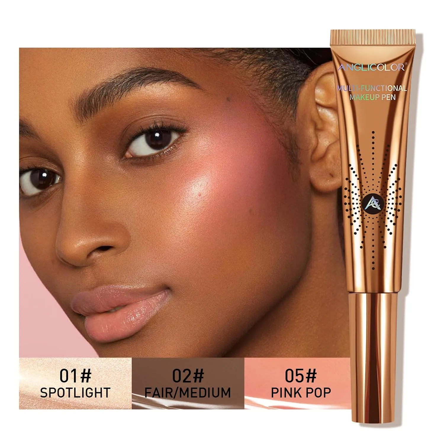 3PC Liquid Contour Blush Highlighter Beauty Wand Set - Smooth & Lightweight Contour Stick for Liquid Contour, Blush, Highlighter Application, Vegan & Cruelty-Free (01 02 05)