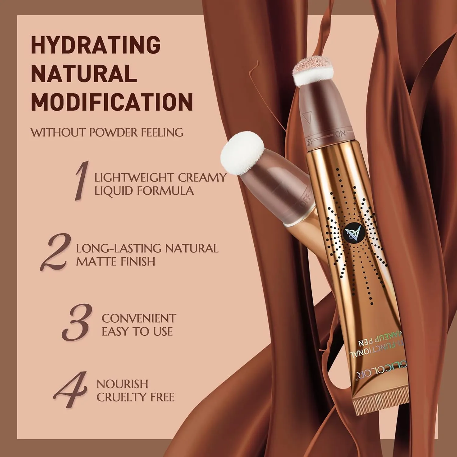 3PC Liquid Contour Blush Highlighter Beauty Wand Set - Smooth & Lightweight Contour Stick for Liquid Contour, Blush, Highlighter Application, Vegan & Cruelty-Free (01 02 05)