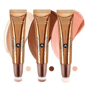 3PC Liquid Contour Blush Highlighter Beauty Wand Set - Smooth & Lightweight Contour Stick for Liquid Contour, Blush, Highlighter Application, Vegan & Cruelty-Free (01 02 05)