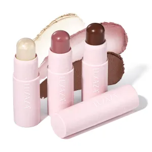 3PCS Cream Blush Highlighter Bronzer Contour Stick, Face Make up Kit Sticks for Girls and Women #HCB2 Medium to Dark