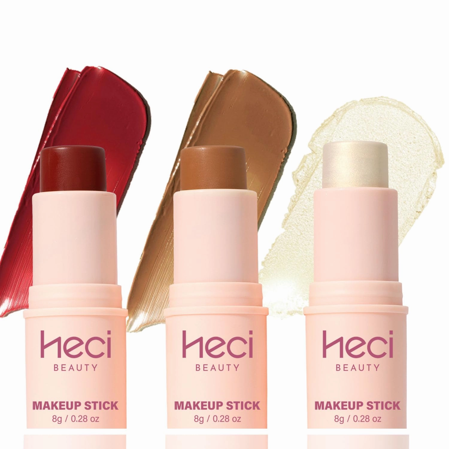 3Pcs Contour Stick Makeup Kit, Shades with Highlighter, Bronzer Trio for Sculpt the Cheeks and Body, Long Lasting, Waterproof, Dewy & Matte Finish (LIGHT MEDIUM)
