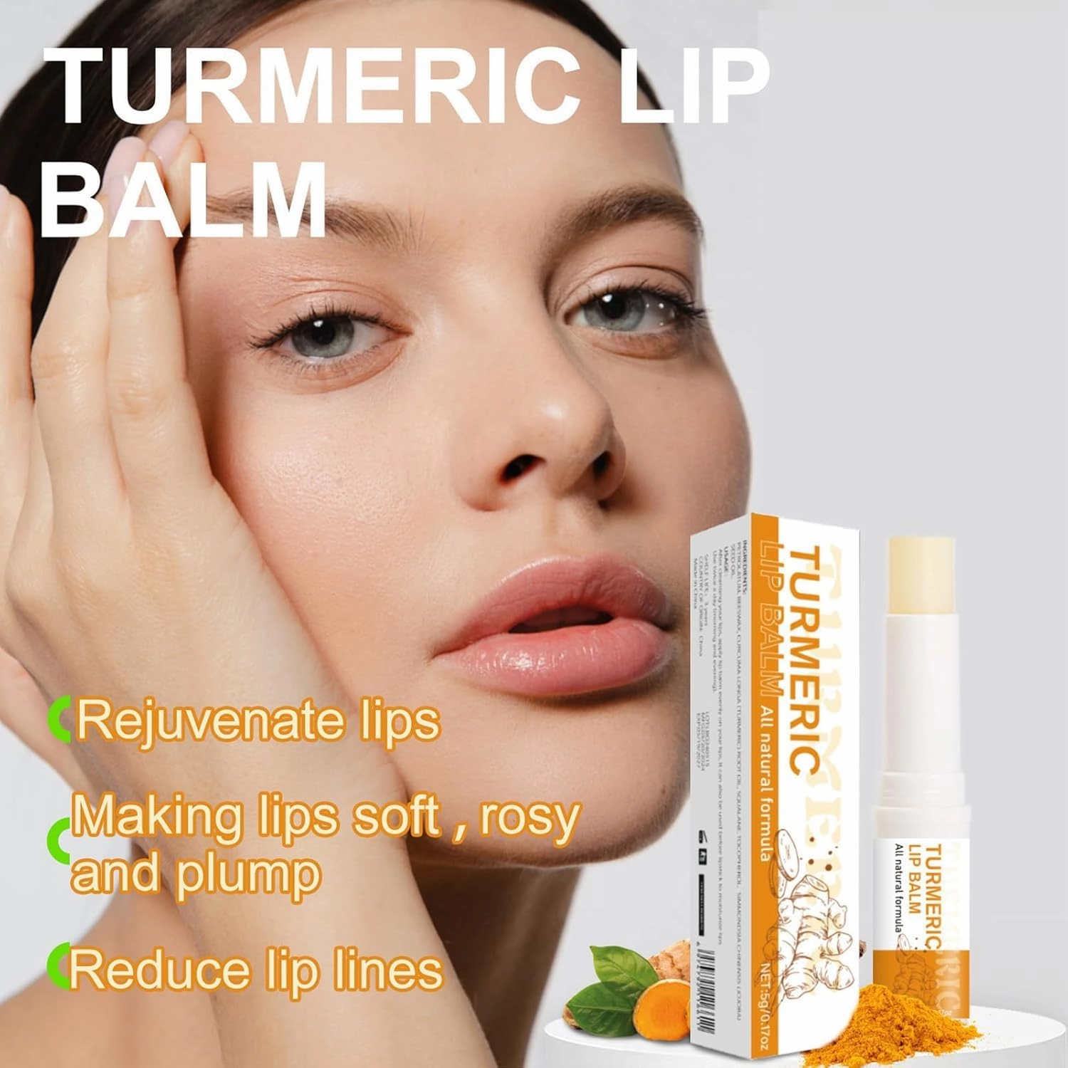 3PCS TXRDONY Turmeric Moisturizing Lip Balm Hydrating, Lip Balms & Moisturizers Lock In Moisture and Keep Lips Soft and Smooth & Moisturize for Dry Lips, Lip Care Products