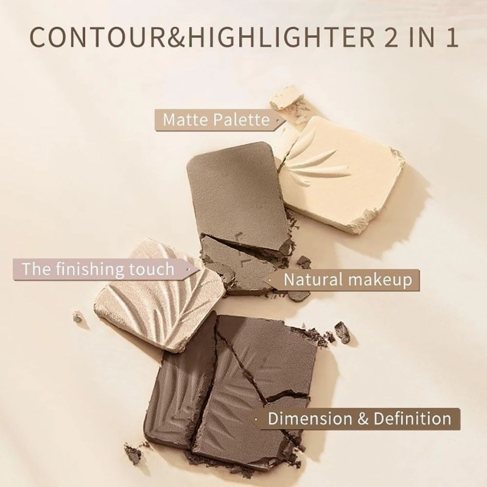 4 Color Facial Highlighter Contour Palette, 2 In 1 Face Highlight Contour Palette, Lasting Sparkling, Sculpt the Face Makeup (04 Blush)
