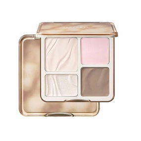 4 Color Facial Highlighter Contour Palette, 2 In 1 Face Highlight Contour Palette, Lasting Sparkling, Sculpt the Face Makeup (04 Blush)