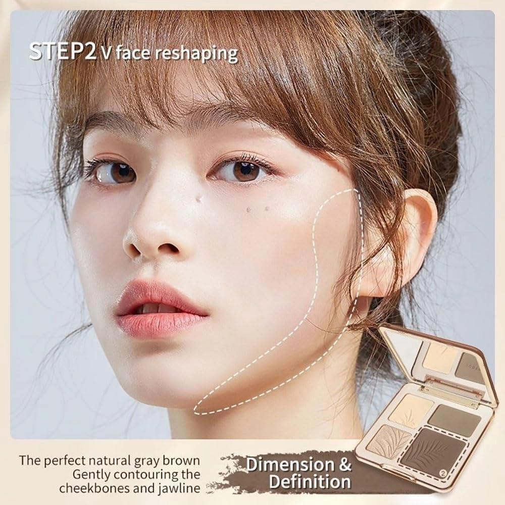 4 Color Facial Highlighter Contour Palette, 2 In 1 Face Highlight Contour Palette, Lasting Sparkling, Sculpt the Face Makeup (04 Blush)