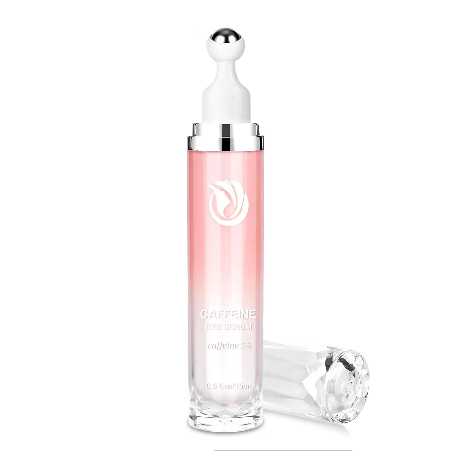 5% Caffeine Eye Serum, Cream with 360°Massage Ball for Dark Circles, Puffiness and Fine Lines, 0.5 fl.oz Under Eye Roller Cream, Efficient in Firming Eyelids